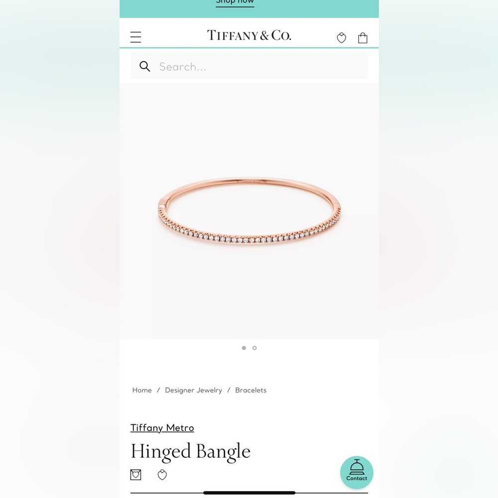 Tiffany Metro Diamond Bangle Hinged Bracelet in Rose Gold, Small